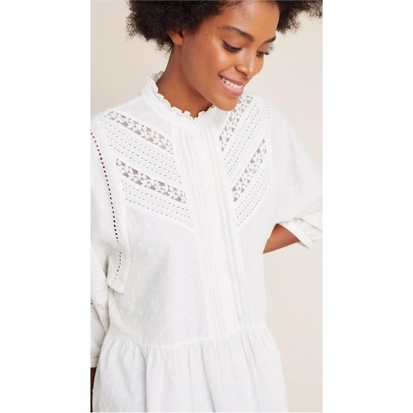 ANTHROPOLOGIE Vicenza Lace Babydoll Tunic Cottagecore Prariecore Romantic XS - Picture 2 of 11